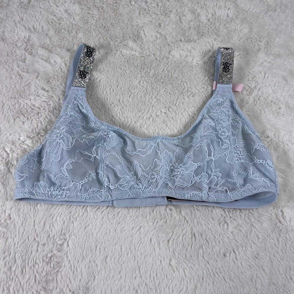 Victoria's Secret Very Sexy Light Blue Lace Shine‎ Strap Bralette Size Small NWT